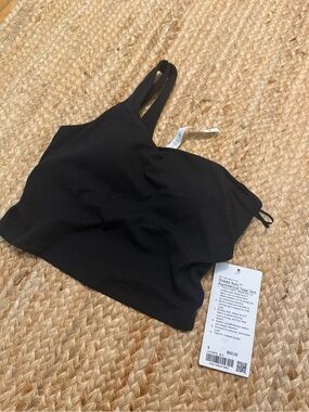 Nulu Lululemon asymmetrical Black Ribbed Top